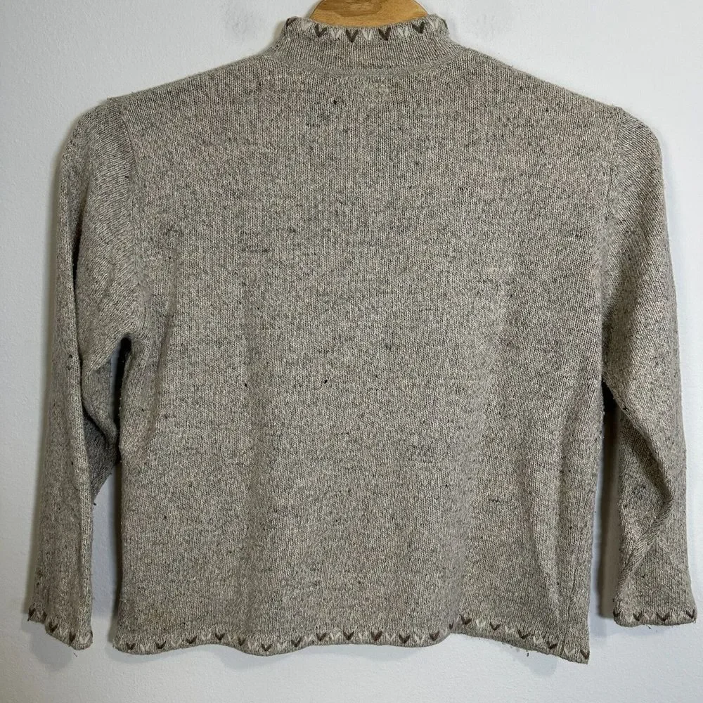 Woolrich Casual Sweater Womens XL Beige Heather Mock Neck 1/4 Zip Long Sleeve‎